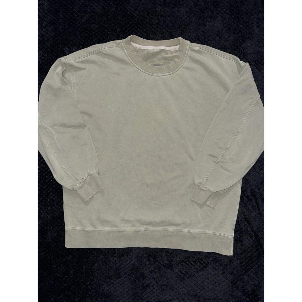 Lululemon Women's Sweatshirt Distressed Oversized Crewneck Pullover Green Sz XL‎